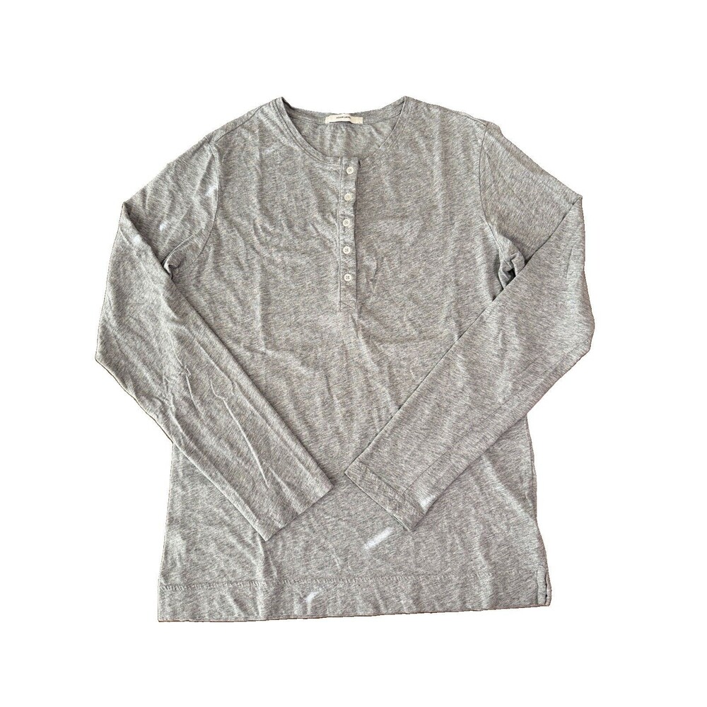 Adam Lippes Men's Medium Grey Long Sleeve Henley Tee T-shirt Soft Pima Cotton
